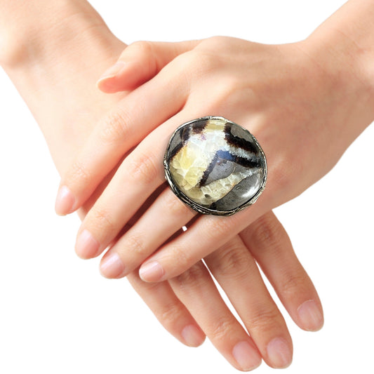 Septarian Chunky Gemstone Ring - Statement Crystal Jewelry