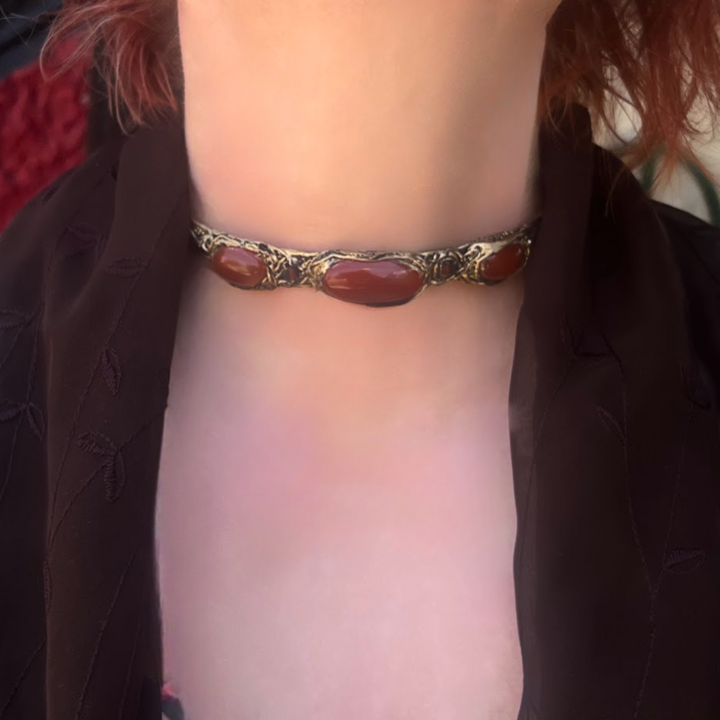 Carnelian Choker Gemstone Necklace - Statement Crystal Jewelry