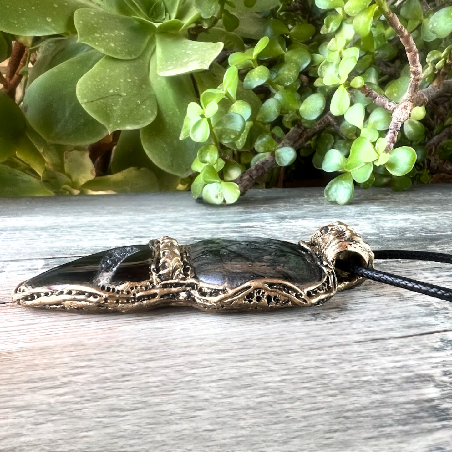 Empath Protection Crystal Pendant - Black Rutilated Tourmaline Quartz & Onyx Necklace