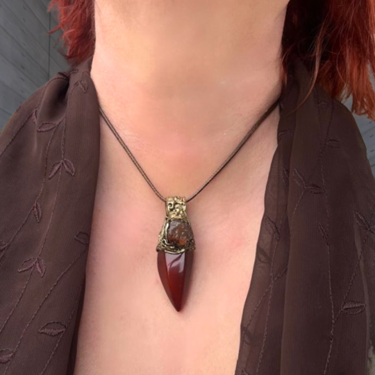 Carnelian Crystal Point Raw Stone Necklace