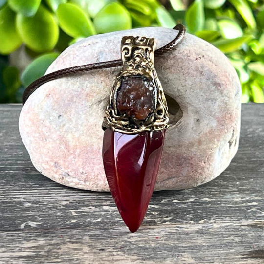 Carnelian Crystal Point Raw Stone Necklace