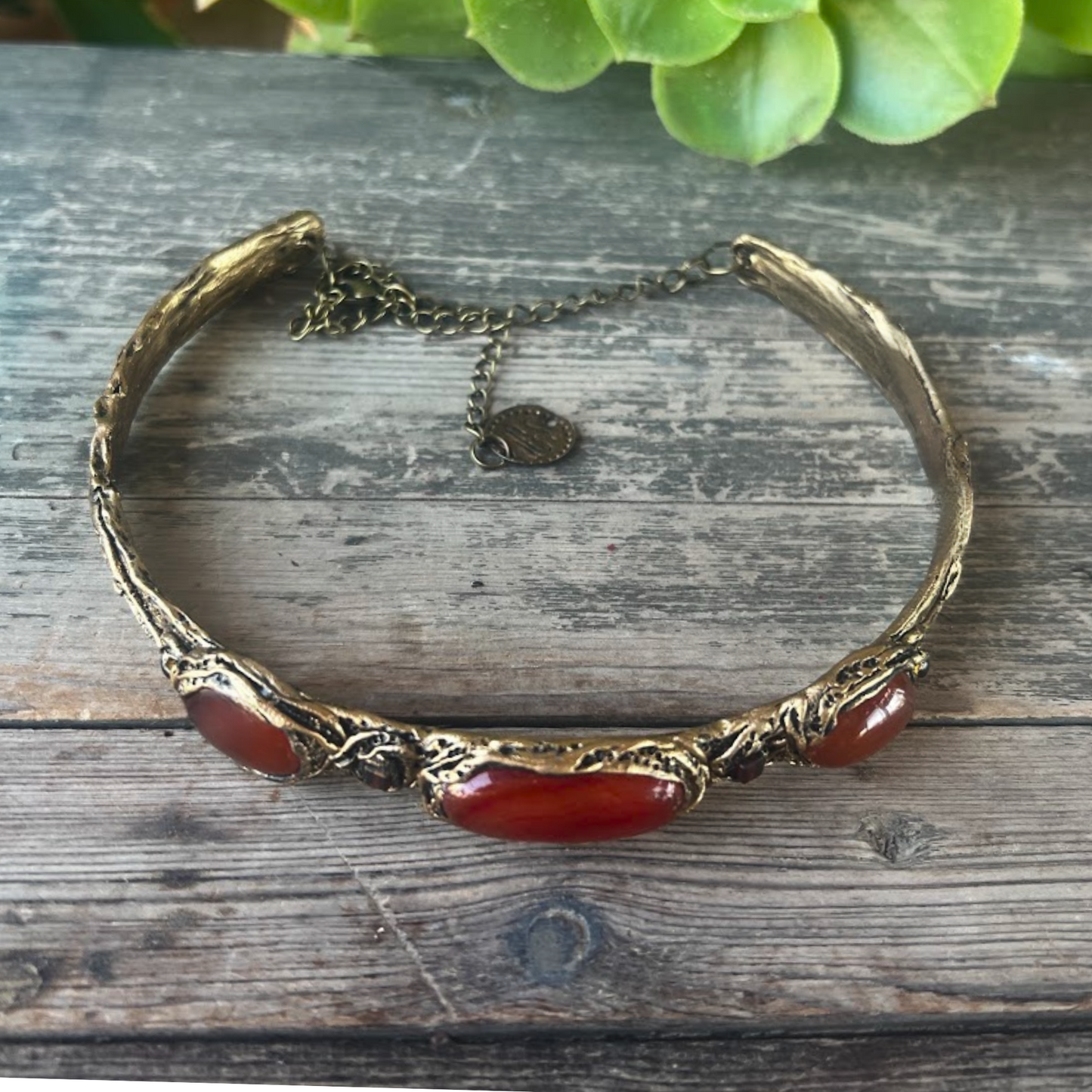 Carnelian Choker Gemstone Necklace - Statement Crystal Jewelry