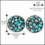 Oversized turquoise cluster round clip-on statement earrings.