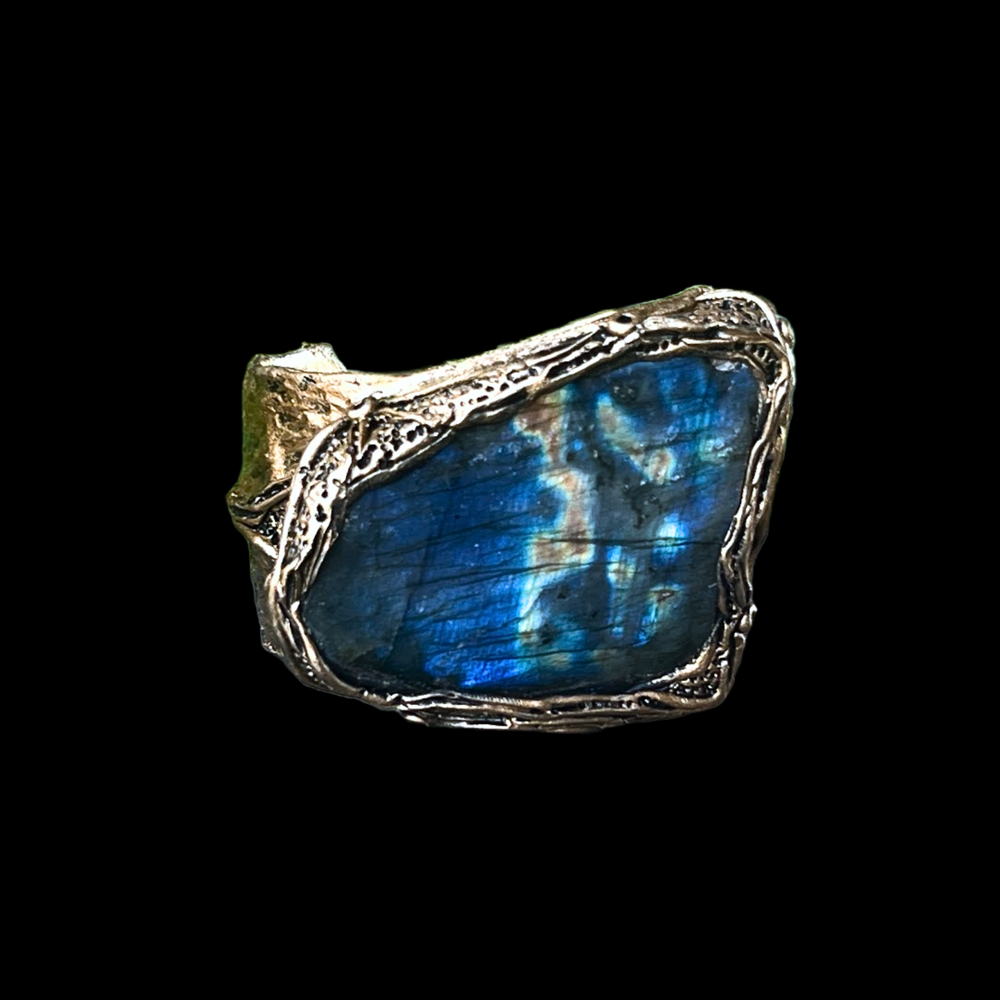 Blue Labradorite Statement Bracelet - Chunky Gemstone Cuff