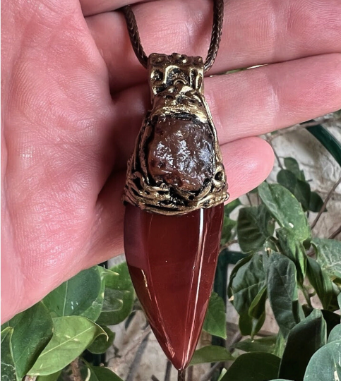 Carnelian Crystal Point Raw Stone Necklace