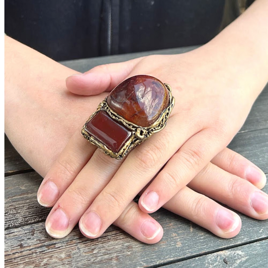 Carnelian Chunky Large Stone Ring, Big Statement Oversized Huge Cocktail Ring