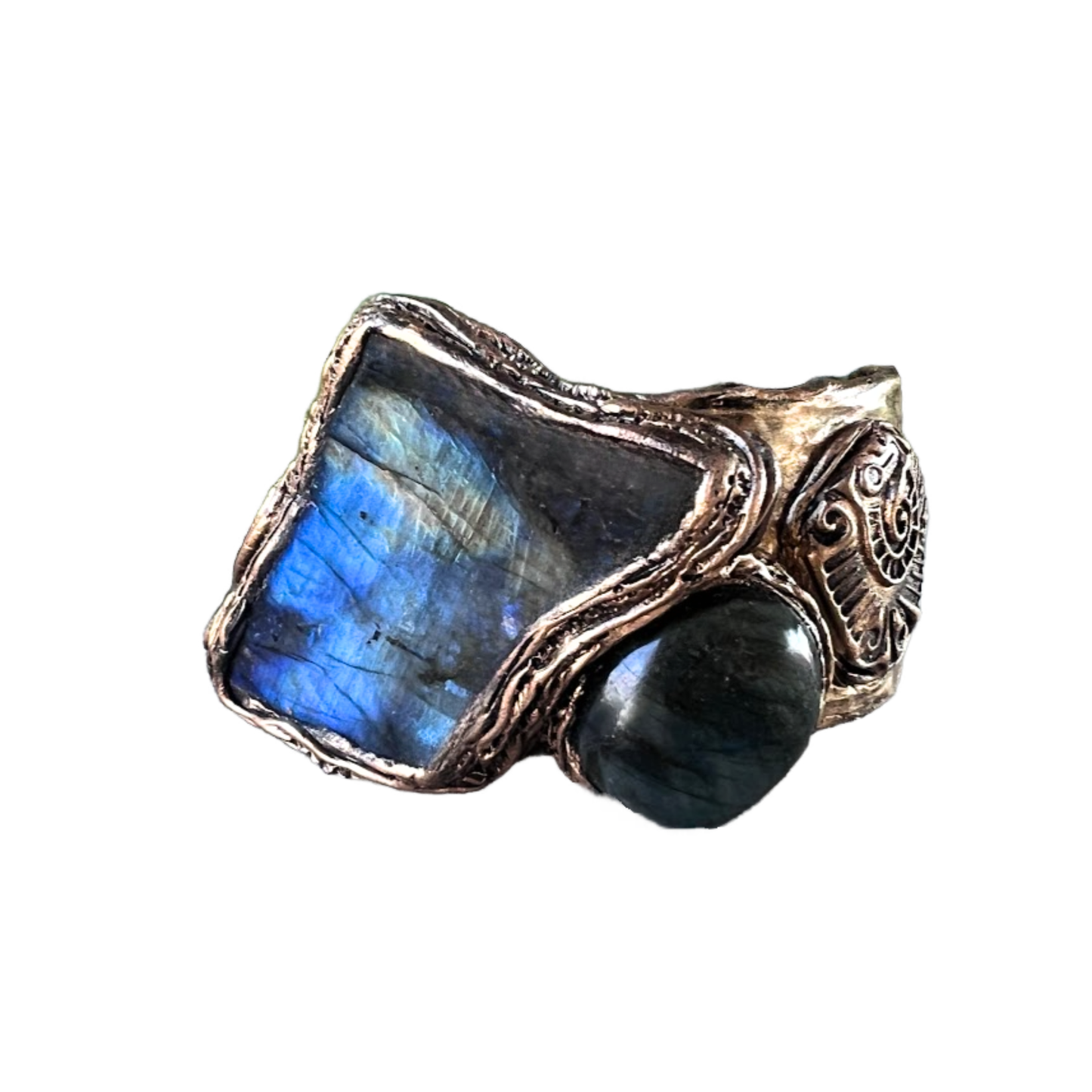 Labradorite Statement Bracelet - Chunky Blue Gemstone Cuff or Her