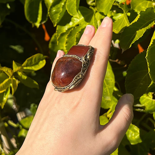 Chunky Carnelian Choker Collar Necklace, Boho Statement Necklace