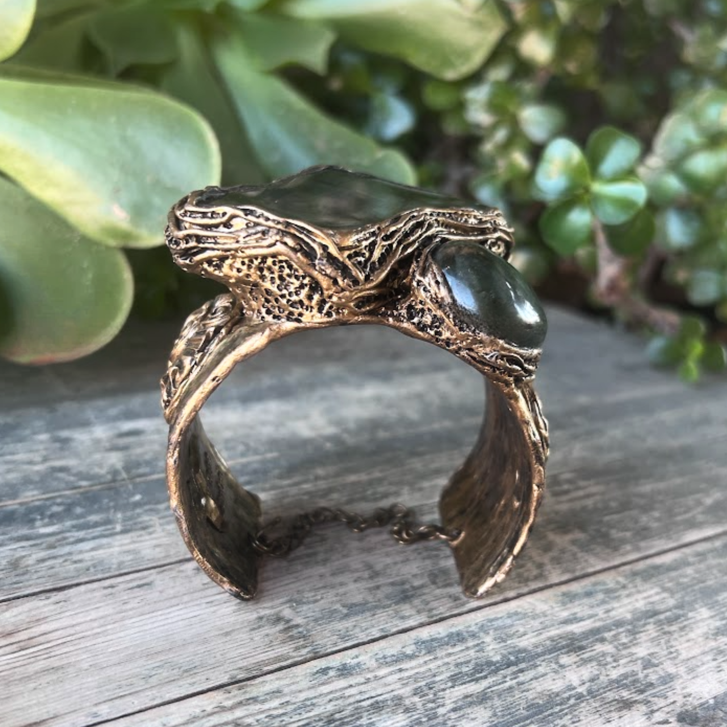 Labradorite Statement Bracelet - Chunky Blue Gemstone Cuff or Her