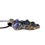 Black Tourmaline & Amethyst Pendant Necklace - Empath Protection Crystal Amulet.