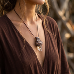 Citrine and Pyrite Crystal Pendant - Abundance Amulet Necklace.
