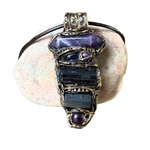 Black Tourmaline & Amethyst Pendant Necklace - Empath Protection Crystal Amulet.