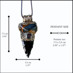 Tiger’s Eye and Obsidian arrow pendant necklace, protective healing crystal amulet.