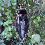 Orthoceras Fossil & Black Onyx Pendant Necklace – large stone protection amulet.