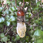 Natural Citrine & Carnelian Pendant Necklace – Large Raw Crystal Amulet.