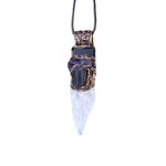 Black Tourmaline, Calcite and Amethyst pendant necklace with natural gemstones, handcrafted one-of-a-kind empath protection amulet.