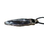 Orthoceras Fossil & Black Onyx Pendant Necklace – large stone protection amulet.