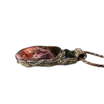Sardonyx and Obsidian pendant necklace with natural red and black stones, handcrafted protection crystal amulet.