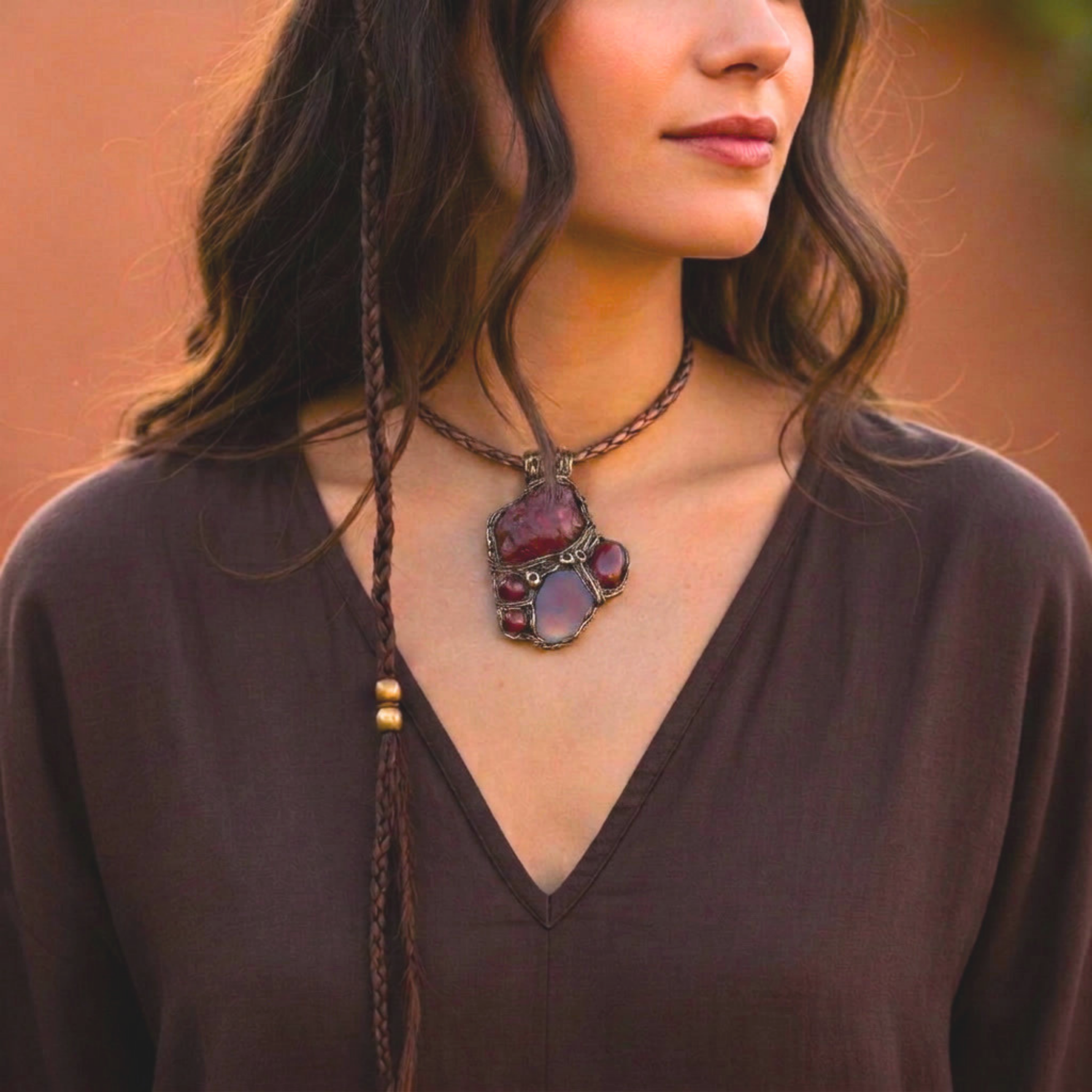 Carnelian Crystal Amulet Pendant Necklace -  Vitality and Desire Energy Stone