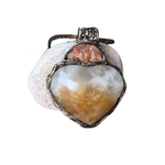 Golden Healer Quartz and Sunstone heart pendant necklace, radiant healing crystal amulet.