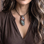 Citrine Pyrite Crystal Pendant - Abundance Amulet Necklace