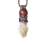 Natural Citrine & Carnelian Pendant Necklace – Large Raw Crystal Amulet.