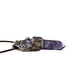 Amethyst and Tanzanite gemstone pendant necklace — spiritual crystal amulet for intuition, peace, and mindfulness.