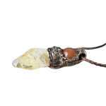 Natural Citrine & Carnelian Pendant Necklace – Large Raw Crystal Amulet.