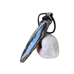 ceras Fossil & Black Onyx Pendant Necklace – large stone protection 
