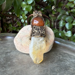 Natural Citrine & Carnelian Pendant Necklace – Large Raw Crystal Amulet.