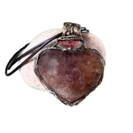 Golden Healer Quartz and Sunstone heart pendant necklace, radiant healing crystal amulet.