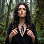Orthoceras Fossil & Black Onyx Pendant Necklace – large stone protection amulet.