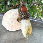 Natural Citrine & Carnelian Pendant Necklace – Large Raw Crystal Amulet.