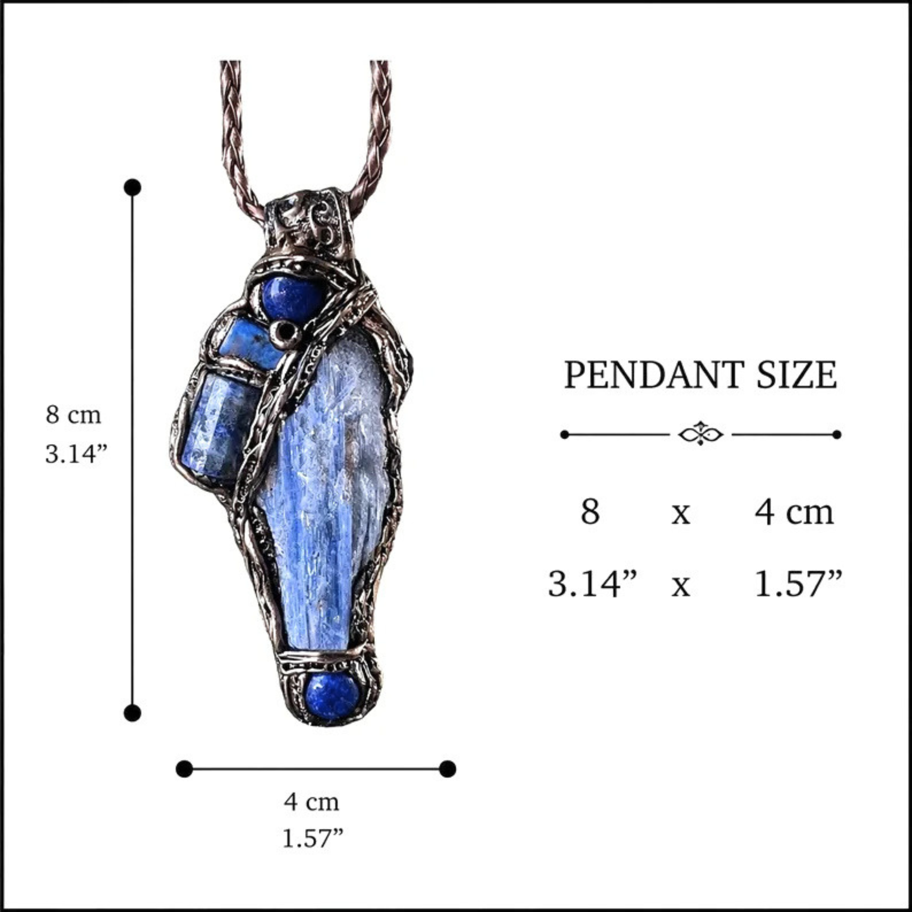 Blue Kyanite and Lapis Lazuli Raw Healing Stone Amulet Necklace - A Powerful Symbol of Clarity and Balance.
