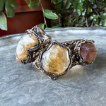 Citrine and Pyrite Chunky Bracelet - Statement Gemstone Cuff