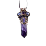 Amethyst & Tanzanite Pendant Necklace – Spiritual Healing Crystal Amulet