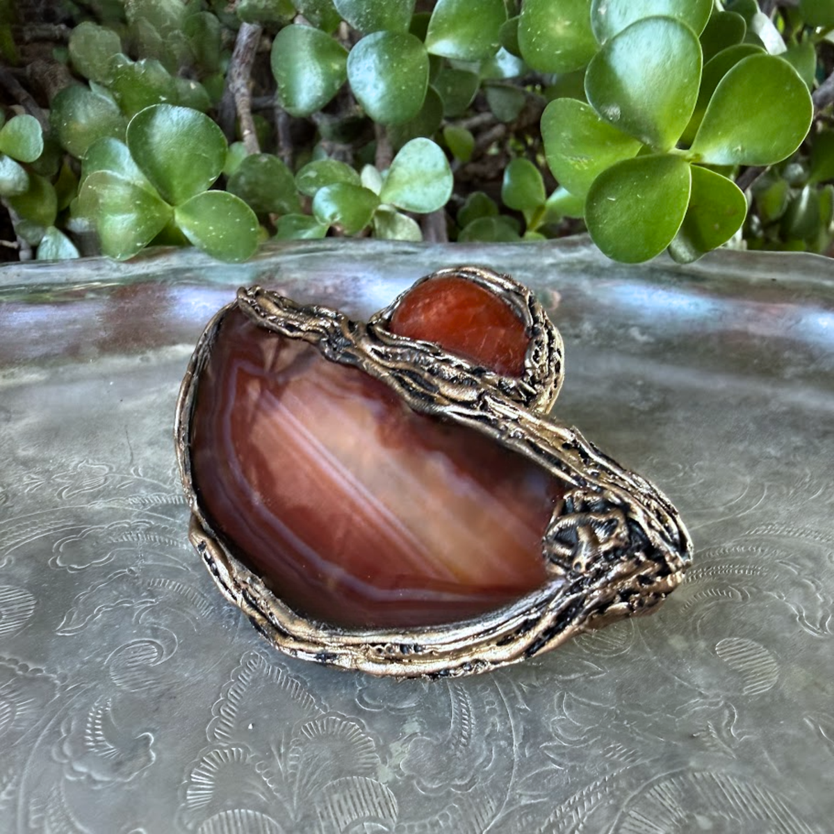 Chunky Carnelian gemstone oversized statement ring.