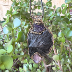 Black Kyanite & Amethyst Empath protection amulet necklace.