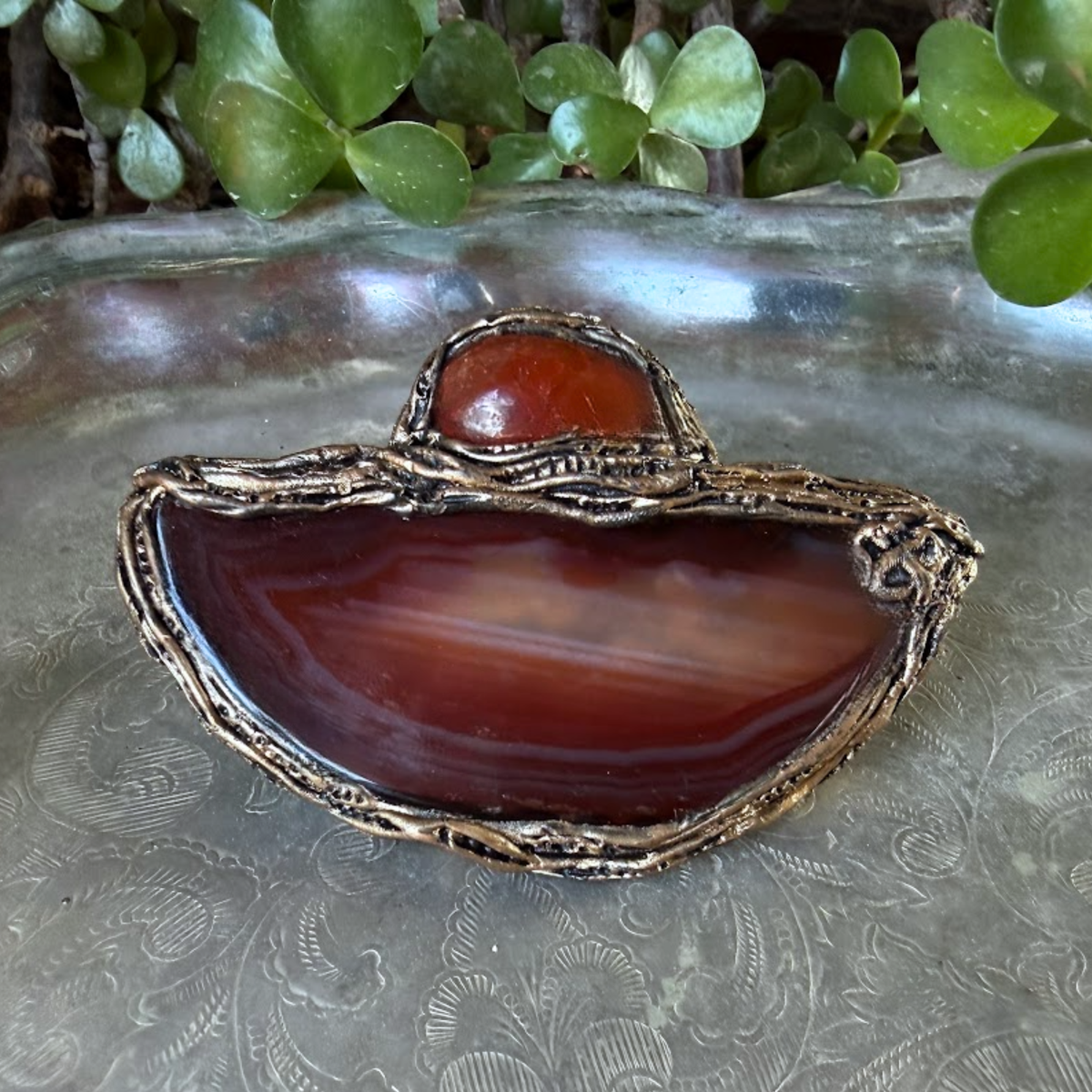 Chunky Carnelian gemstone oversized statement ring.