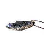 Black Kyanite & Amethyst Empath protection amulet necklace.