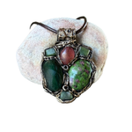 Ruby Zoisite, Jade & Cherry Quartz Pendant Necklace – Crystal Amulet