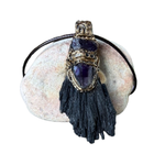 Black Kyanite and Amethyst Pendant Necklace Empath Protection Crystal Amulet
