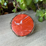 Big Red Jasper Chunky Large Stone Ring, Huge Oversized Round Cocktail Ring.