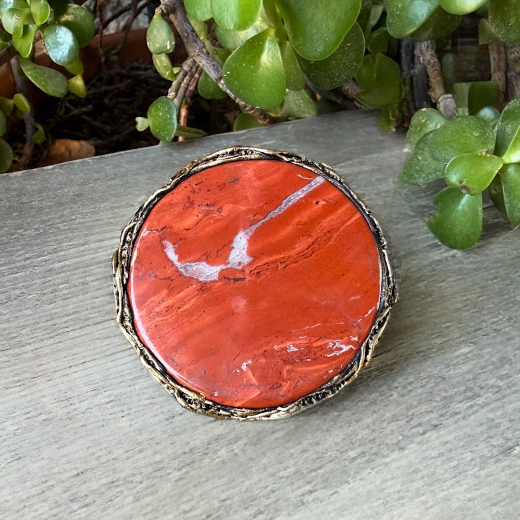 Big Red Jasper Chunky Large Stone Ring, Huge Oversized Round Cocktail Ring.