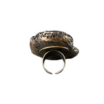 Black Kyanite and Amethyst statement ring with natural black and purple crystals, handcrafted one-of-a-kind chunky cocktail ring.