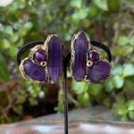 Amethyst Crystal Stud Earrings – Purple Gemstone Statement Earrings