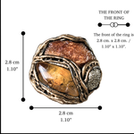 Citrine, Pyrite & Sunstone Statement Ring – Raw Crystal Gemstone Ring