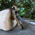 Black Tourmaline & Amethyst Pendant Necklace - Empath Protection Crystal Amulet.