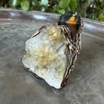 Citrine and Tiger’s Eye statement ring with large natural golden-brown stones, handcrafted oversized chunky cocktail ring.