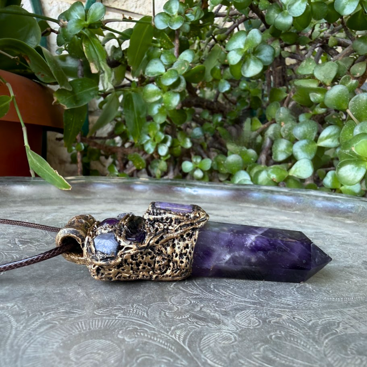 Amethyst & Tanzanite Pendant Necklace – Spiritual Healing Crystal Amulet
